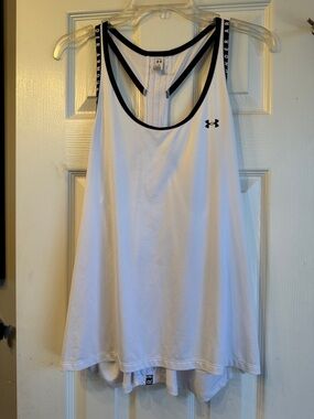Under Armour White Tank with Black Trim and Branded Straps